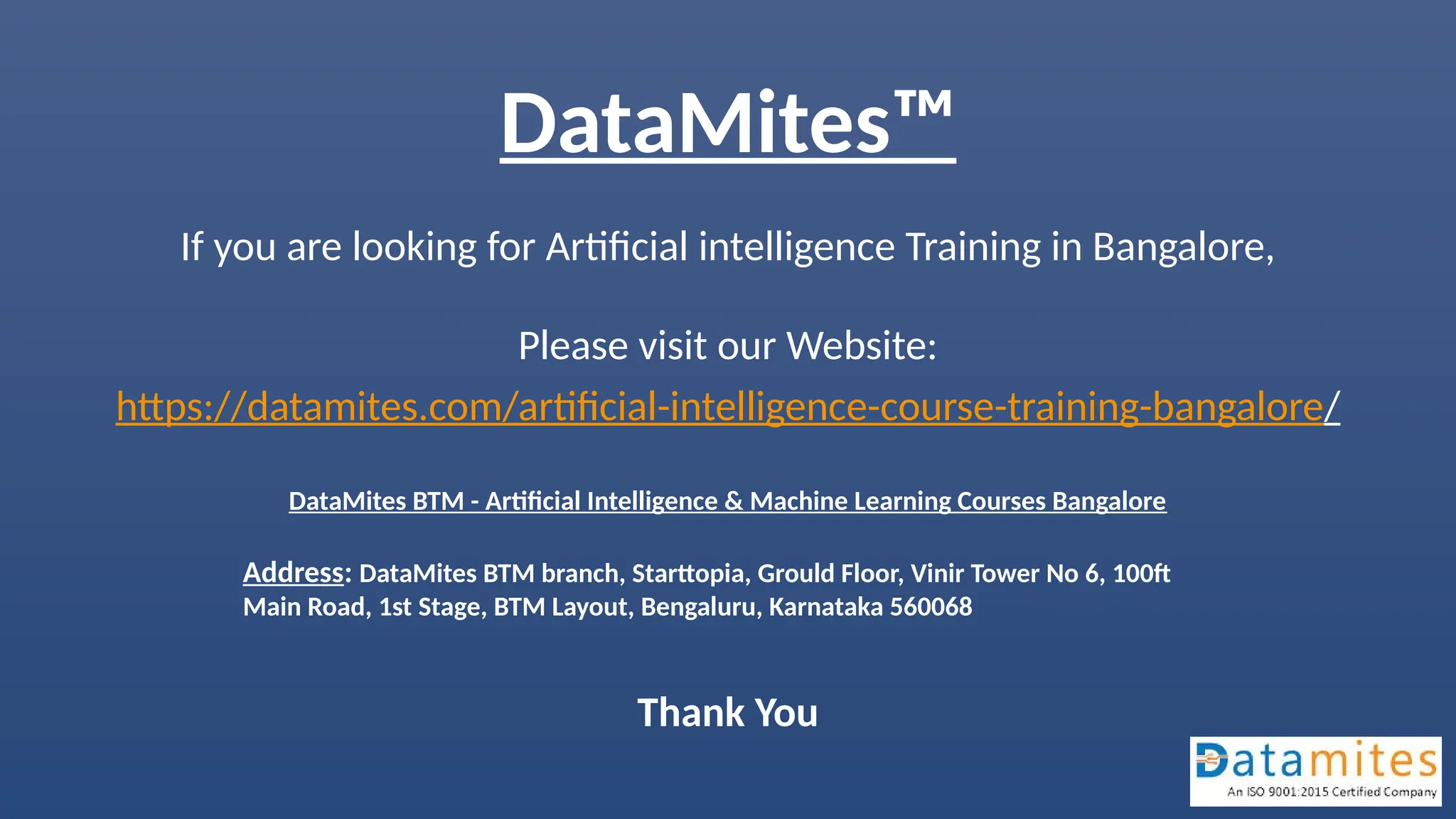 Best Artificial Intelligence Course in Bangalore | PPTX