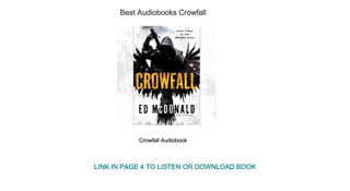 Best Audiobooks Crowfall
Crowfall Audiobook
LINK IN PAGE 4 TO LISTEN OR DOWNLOAD BOOK
 