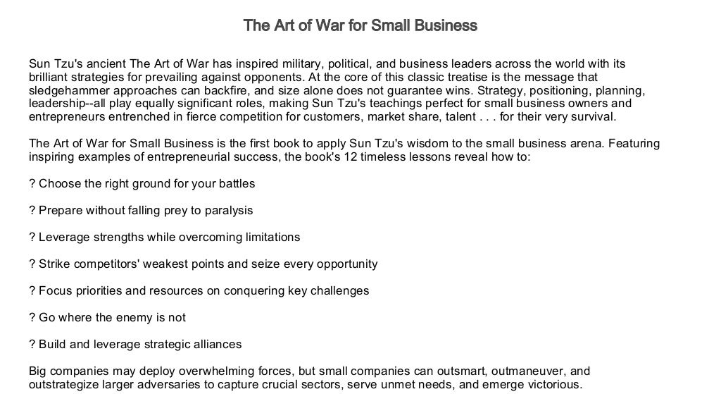 Best Audiobooks The Art of War for Small Business