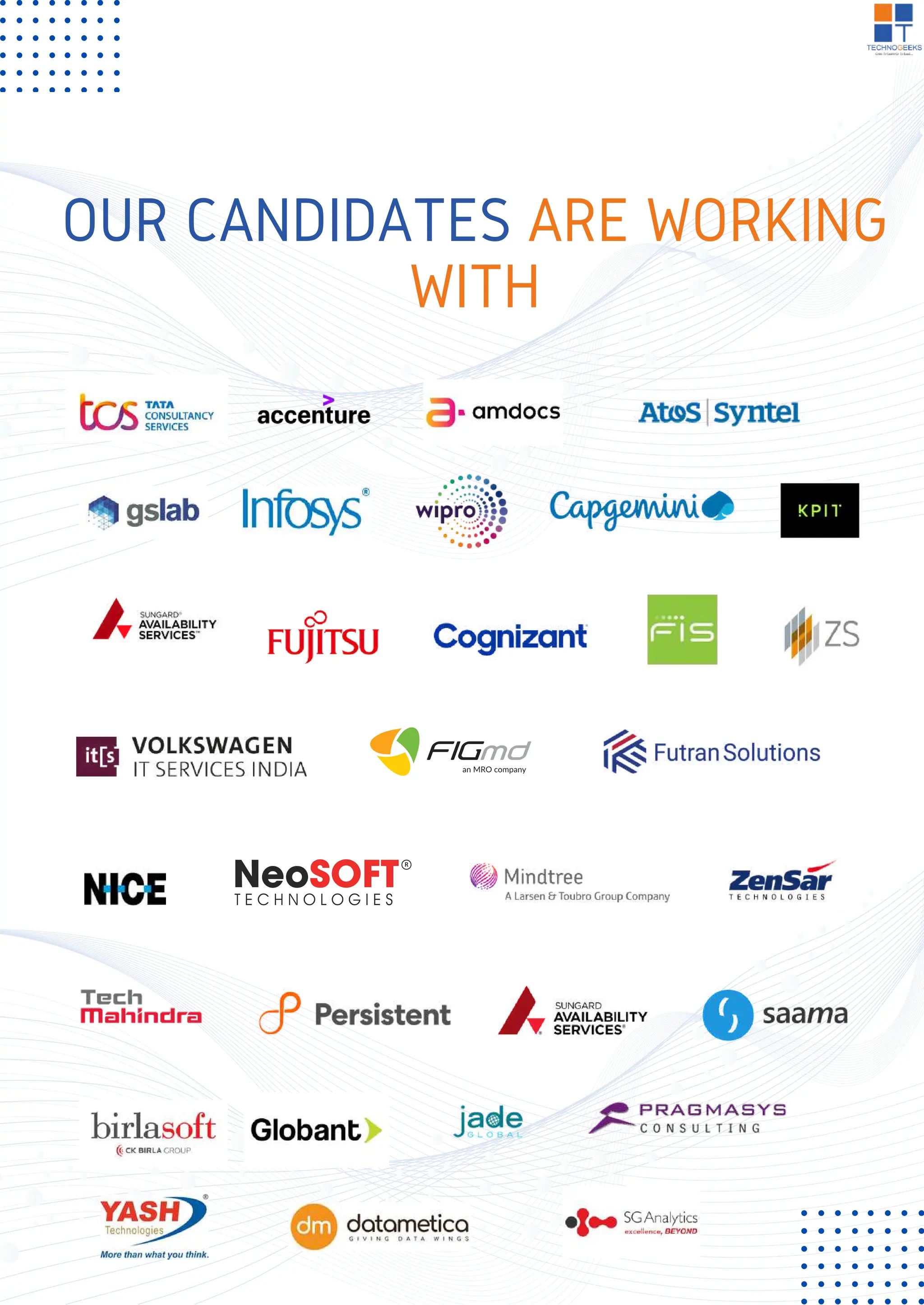 OUR CANDIDATES ARE WORKING
WITH
 