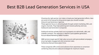 Best B2B Lead Generation Services in USA Proven Strategies to Drive ...