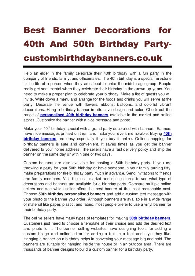 Best Banner Decorations For 40th And 50th Birthday Party Custombirthd