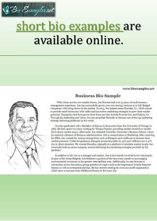 short bio examples are
available online.
 