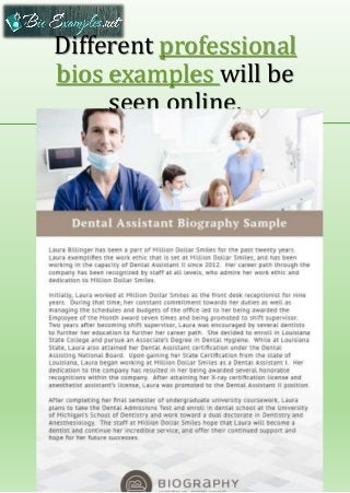 Different professional
bios examples will be
seen online.
 
