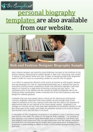 personal biography
templates are also available
from our website.
 