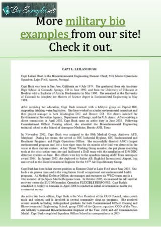 More military bio
examples from our site!
Check it out.
 
