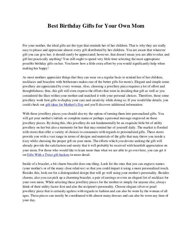 Best birthday gifts for your own mom