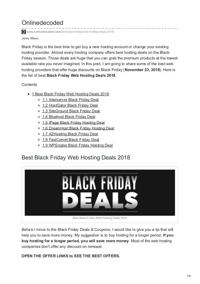 Best Black Friday Web Hosting Deals 2018 Images, Photos, Reviews