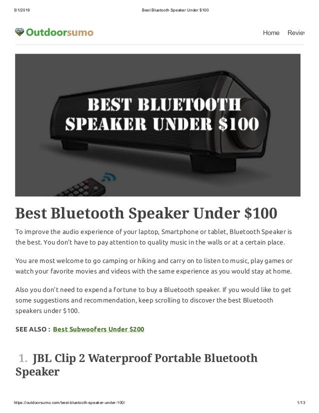 best bluetooth speaker 2019 under 100