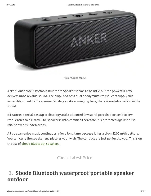 Best bluetooth speaker under $100
