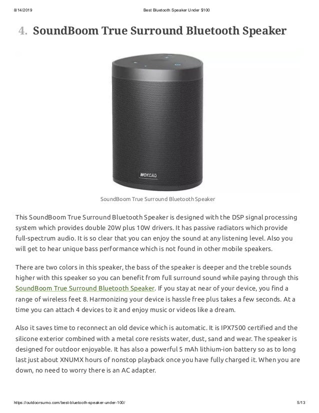 Best bluetooth speaker under $100