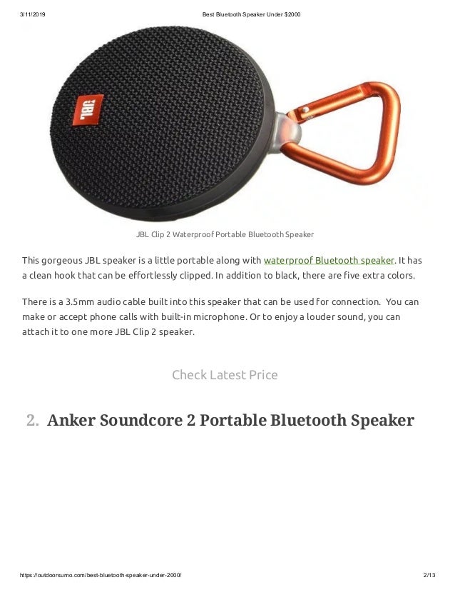 jbl bluetooth speaker under 2000