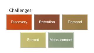 Challenges
Discovery Retention Demand
Format Measurement
 
