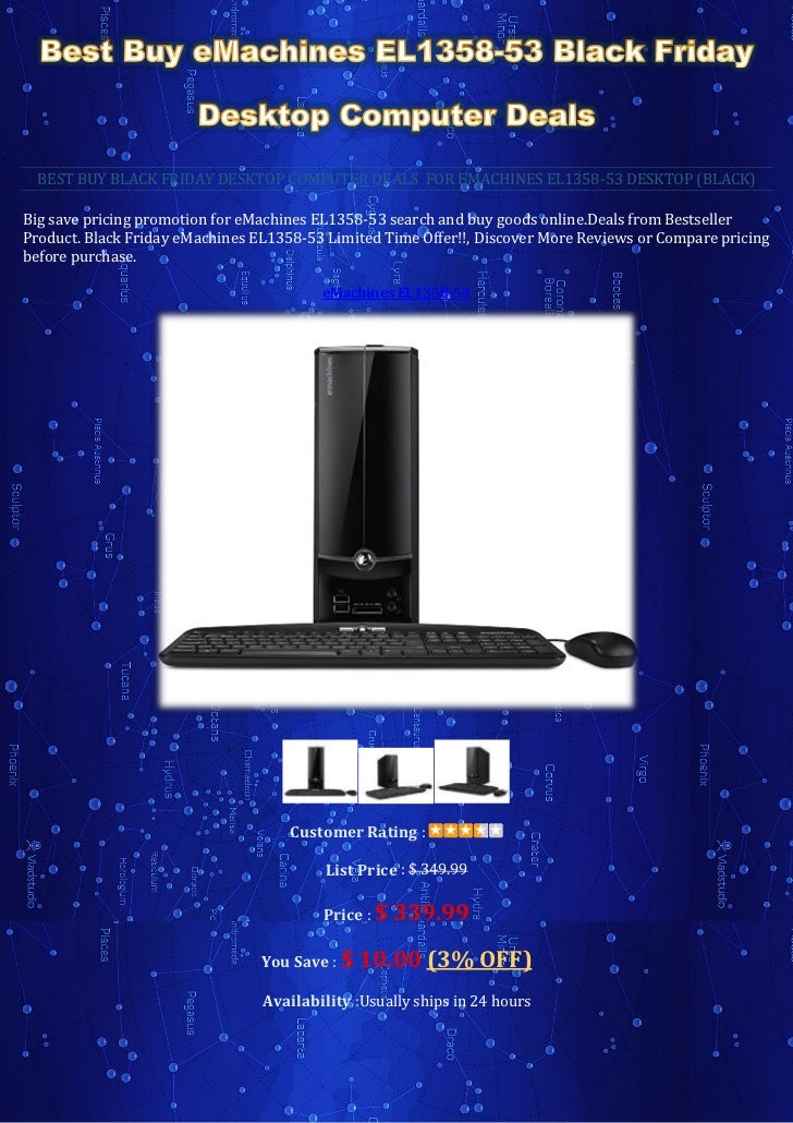 Best Buy E Machines El1358 53 Black Friday Desktop Computer Deals