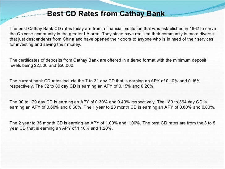 Best cd rates from cathay bank