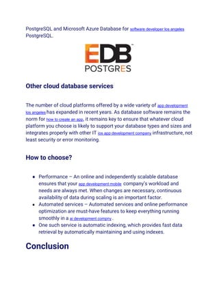 Comprehensive Guide to Best Cloud Databases and Their Features | PDF