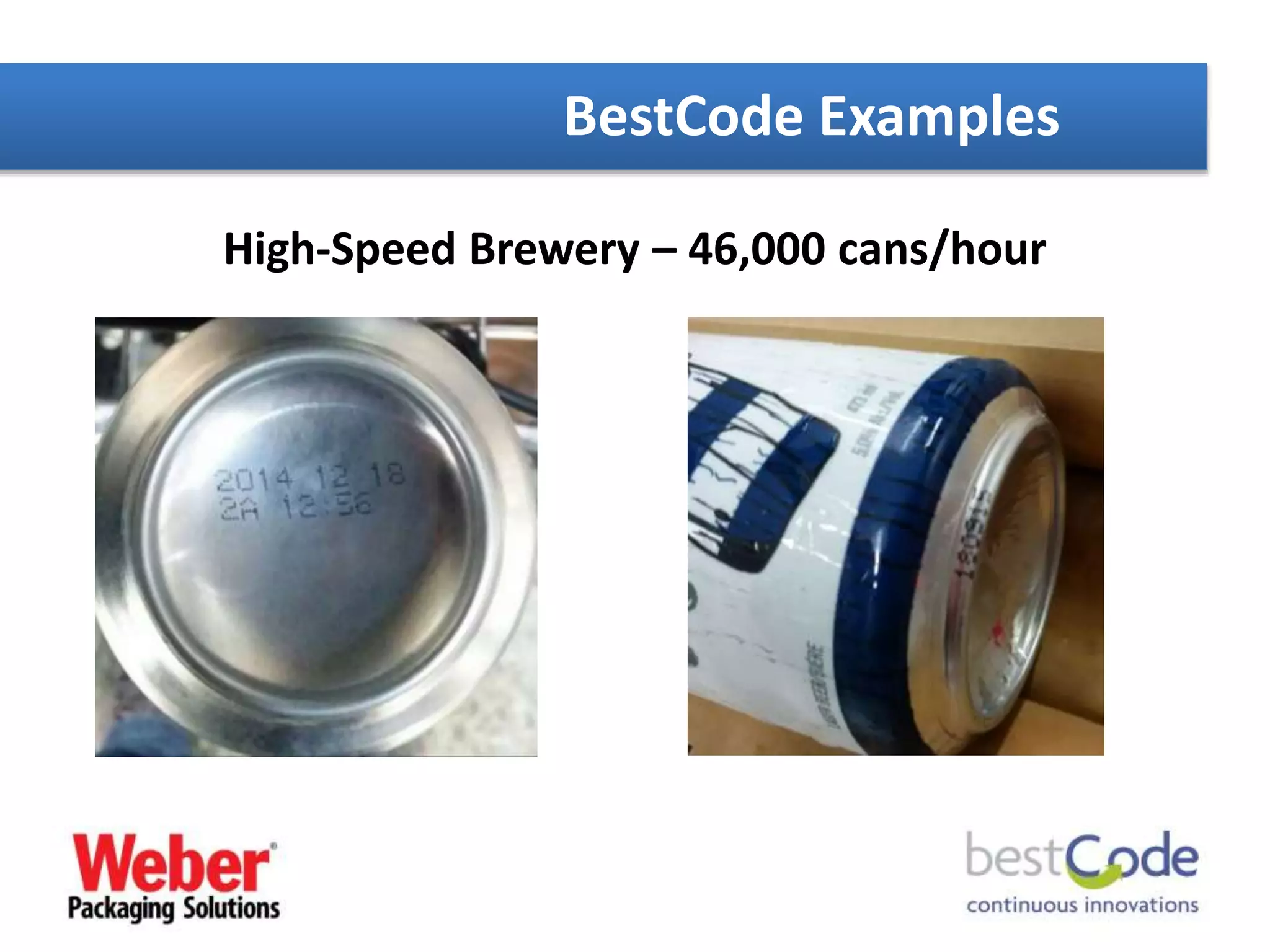 High-Speed Brewery – 46,000 cans/hour
BestCode Examples
 