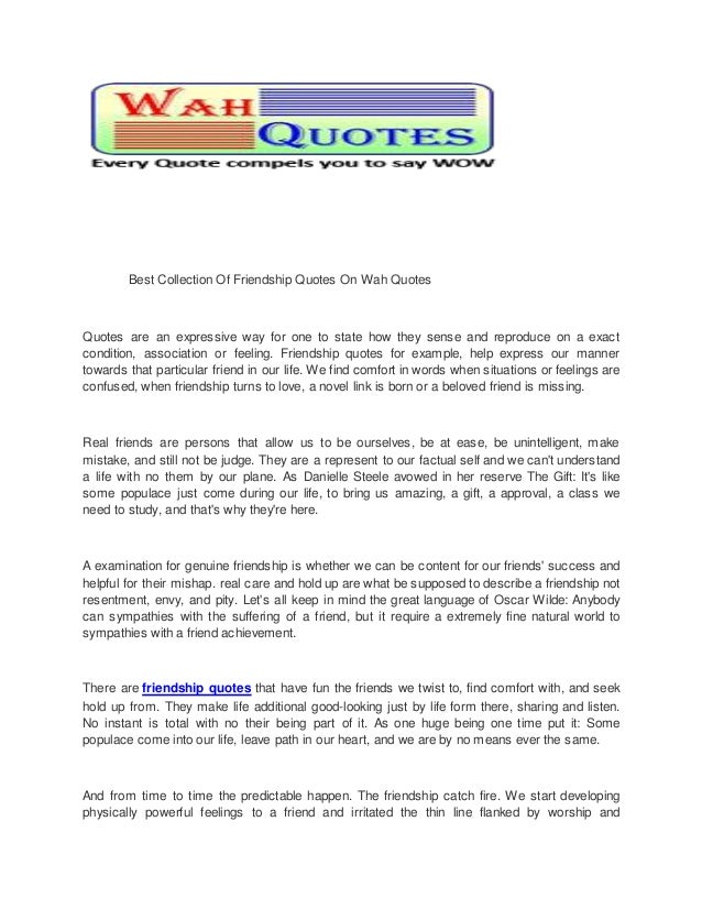 Best Collection Of Friendship Quotes On Wah Quotes