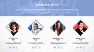 MEET OUR TEAM
Lorem Ipsum is simply dummy text of the printing and typesetting industry. Lorem Ipsum has been the industry's standard dummy
text ever since the 1500s, when an unknown printer took a galley of type and scrambled it to make a type specimen book. It has
survived not only five centuries, but also the leap into electronic typesetting, remaining essentially unchanged
KRYSTAL JUNG
designer
Lorem Ipsum is simply dummy text
of the printing and typesetting
industry.
THEO JAMES
designer
Lorem Ipsum is simply dummy text
of the printing and typesetting
industry.
SANDARA THAN
designer
Lorem Ipsum is simply dummy text
of the printing and typesetting
industry.
ADAM LEVINE
designer
Lorem Ipsum is simply dummy text
of the printing and typesetting
industry.
 