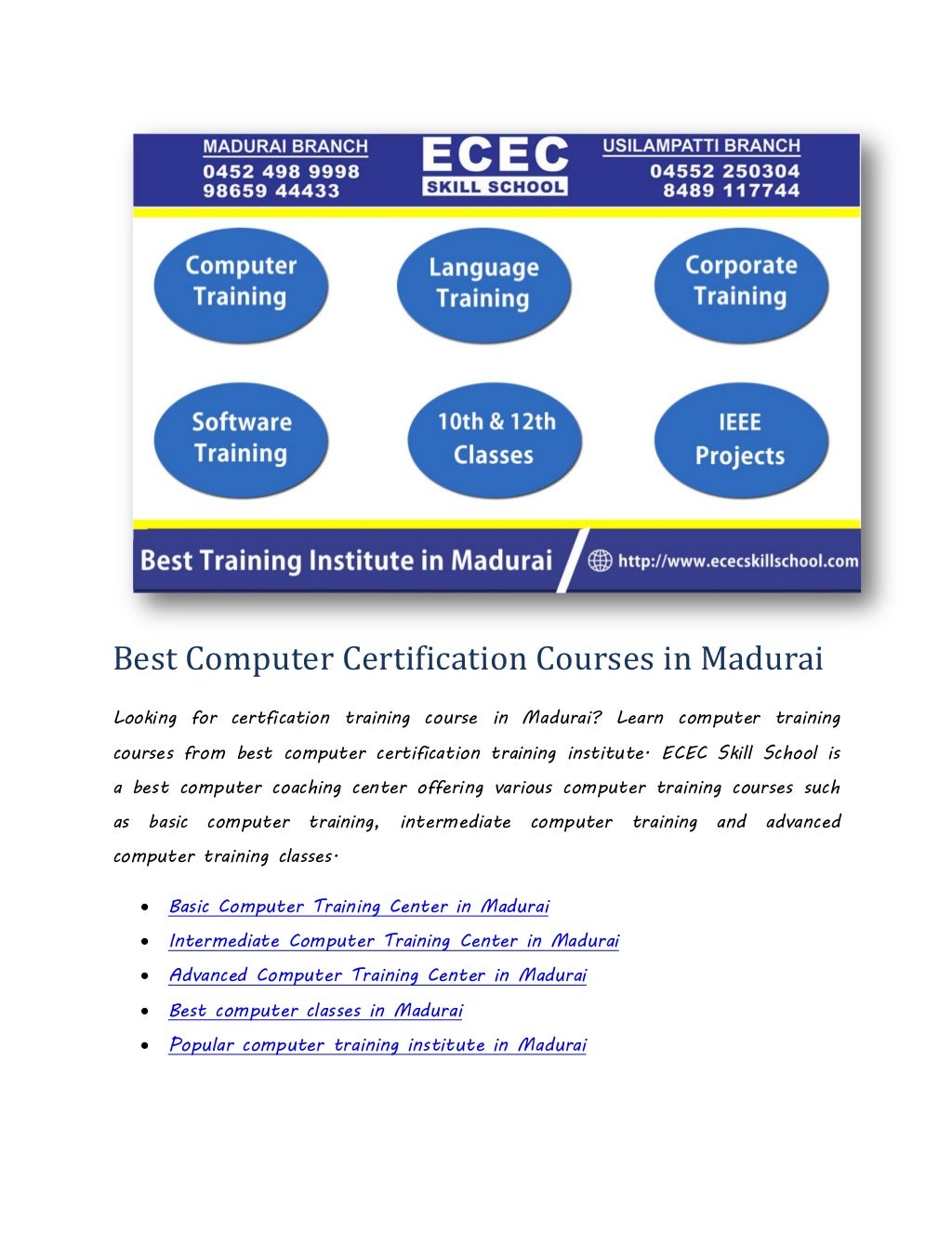 Best computer certification courses in madurai Best computer certification courses in madurai