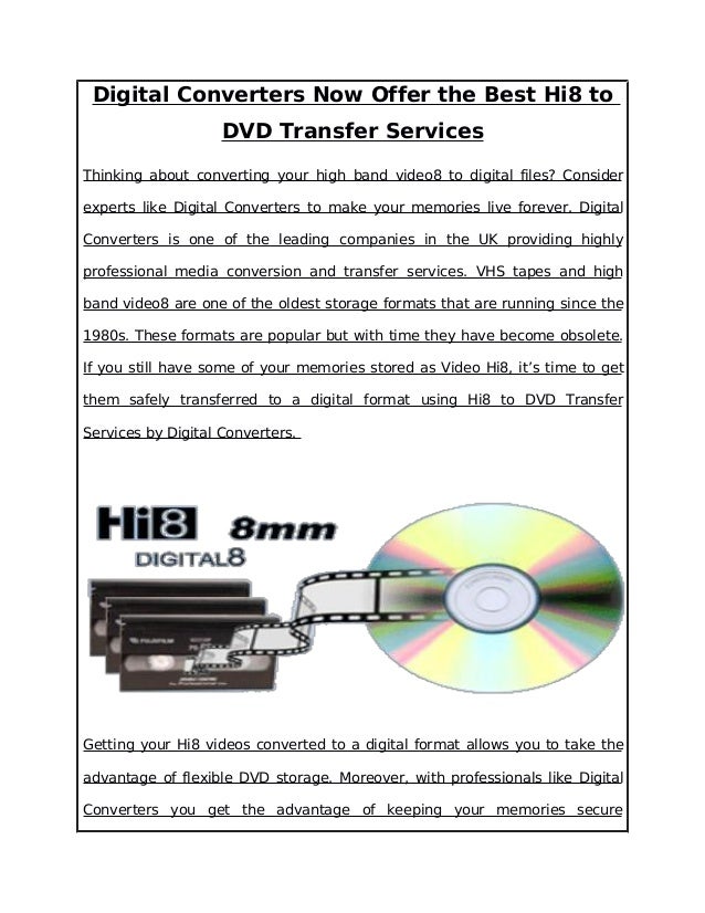 Best conversion services hi8 to dvd Digital Converters