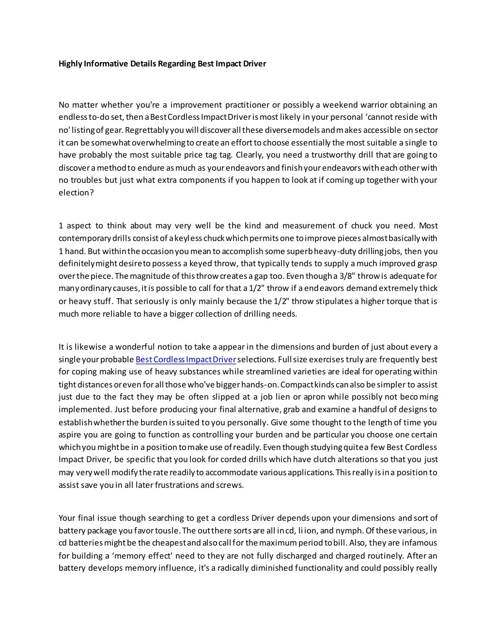 Best cordless impact driver