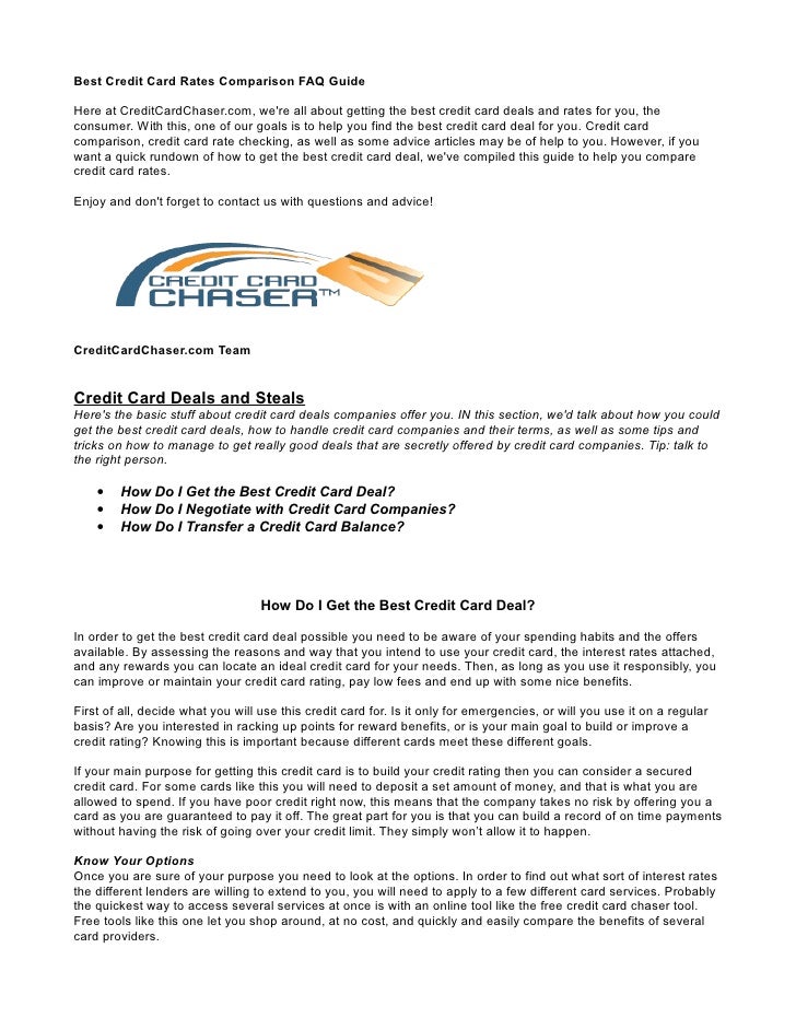 Best Credit Card Rates Comparison Faq Guide