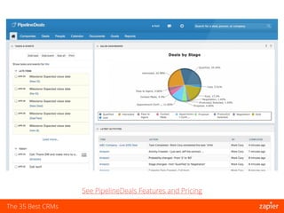 The 35 Best CRMs
See PipelineDeals Features and Pricing
 