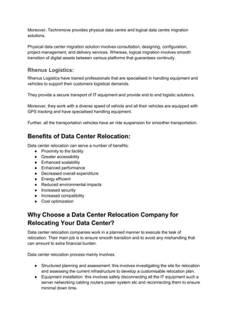 Comprehensive Guide to Top Data Center Relocation Services in 2025 | PDF