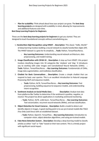 Best deep learning projects for Final Year Students | DOCX