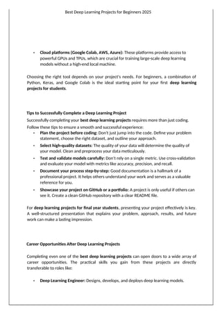Best deep learning projects for Final Year Students | DOCX