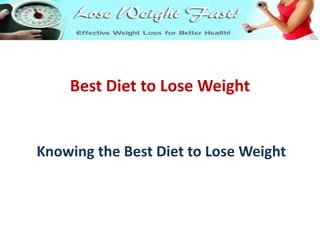 Best Diet to Lose Weight Knowing the Best Diet to Lose Weight 