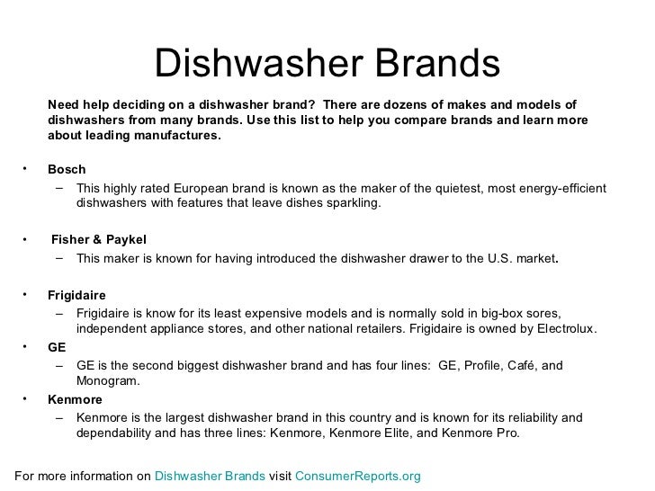 dishwasher brands list