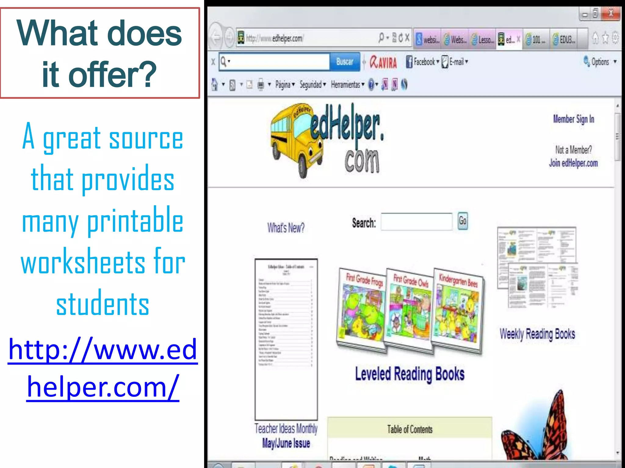 What does
it offer?
A great source
that provides
many printable
worksheets for
students
http://www.ed
helper.com/
 