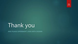 Use multiple information radiators
 Agile planning tool
 Daily email with per story, sprint and release status
 Objective status measures/colors: Green-Yellow-Red
 Daily email during tax cycle
21
 