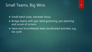 About Us
 Mark Sawers
 20+ years in Software Engineering
 Dev Mgr @ Starwood Hotels (Marriott), CTO @ WebomateS
 Certified ScrumMaster, practicing Scrum ~2 yrs
 https://linkedin.com/in/marksawers
 mark at sawers dot com
 Alexandra Ramin
 20 years in Marketing Operations and Project Management
 Marketing Operations Mgr @ Starwood Hotels (Marriott)
 Certified Scrum Product Owner, practicing Scrum ~2 yrs
 https://www.linkedin.com/in/alexandraramin/
 alexandra dot ramin at starwoodhotels at com
7
 