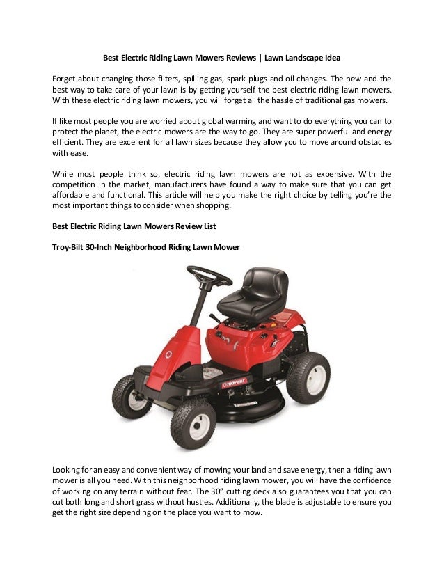 Best electric riding lawn mowers reviews lawn landscape idea
