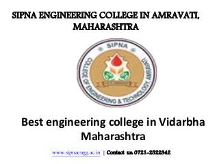 www.sipnaengg.ac.in | Contact us: 0721-2522342
Best engineering college in Vidarbha
Maharashtra
SIPNA ENGINEERING COLLEGE IN AMRAVATI,
MAHARASHTRA
 