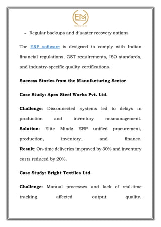 Best ERP System for Manufacturing in India | Elite Mindz | PDF