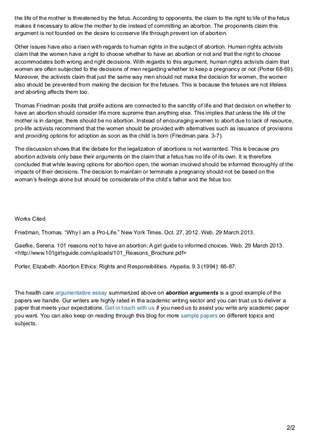 Abortion Should Be Legalized: Argumentative Essay: [Essay Example], words GradesFixer