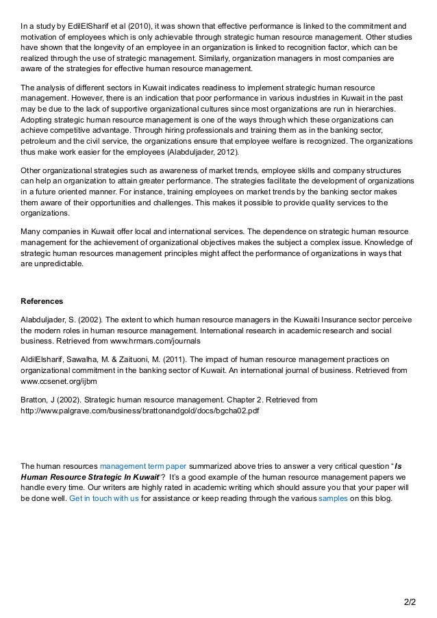question paper on strategic human resource management question paper on strategic human resource management