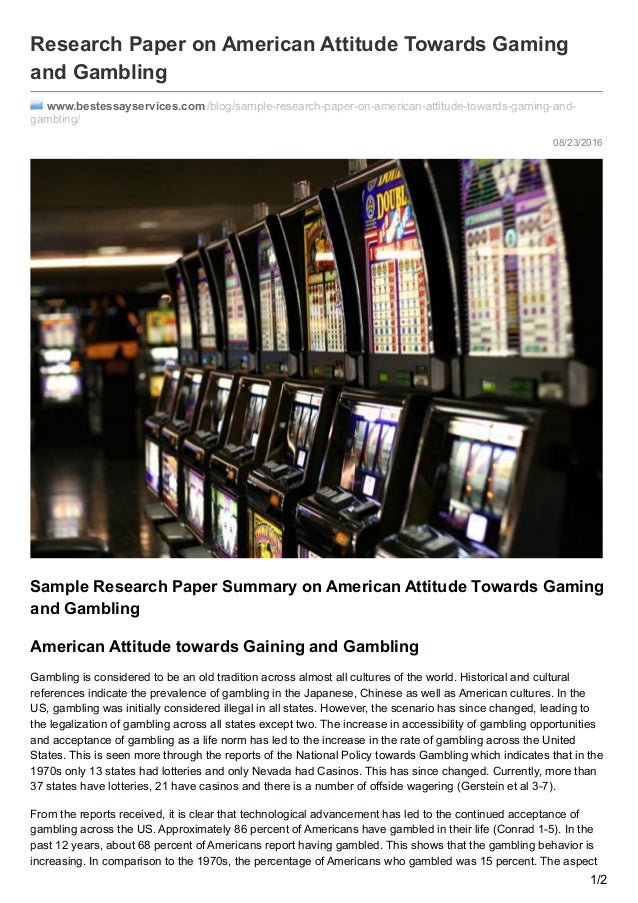 Sample research paper about gambling