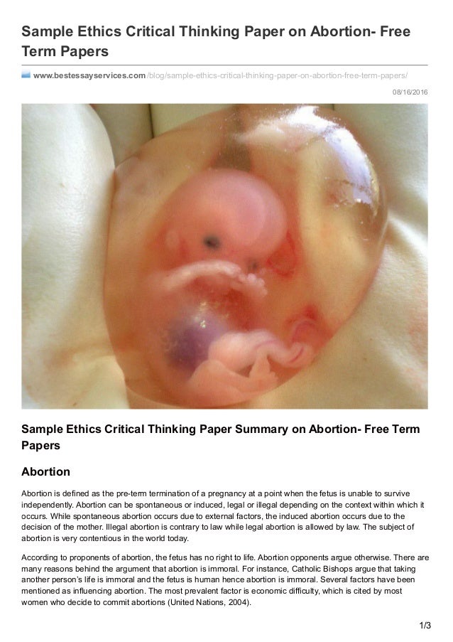 Critical thinking application paper ethics