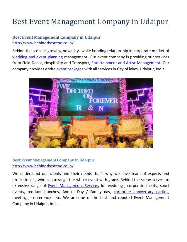 Best event management company in udaipur
