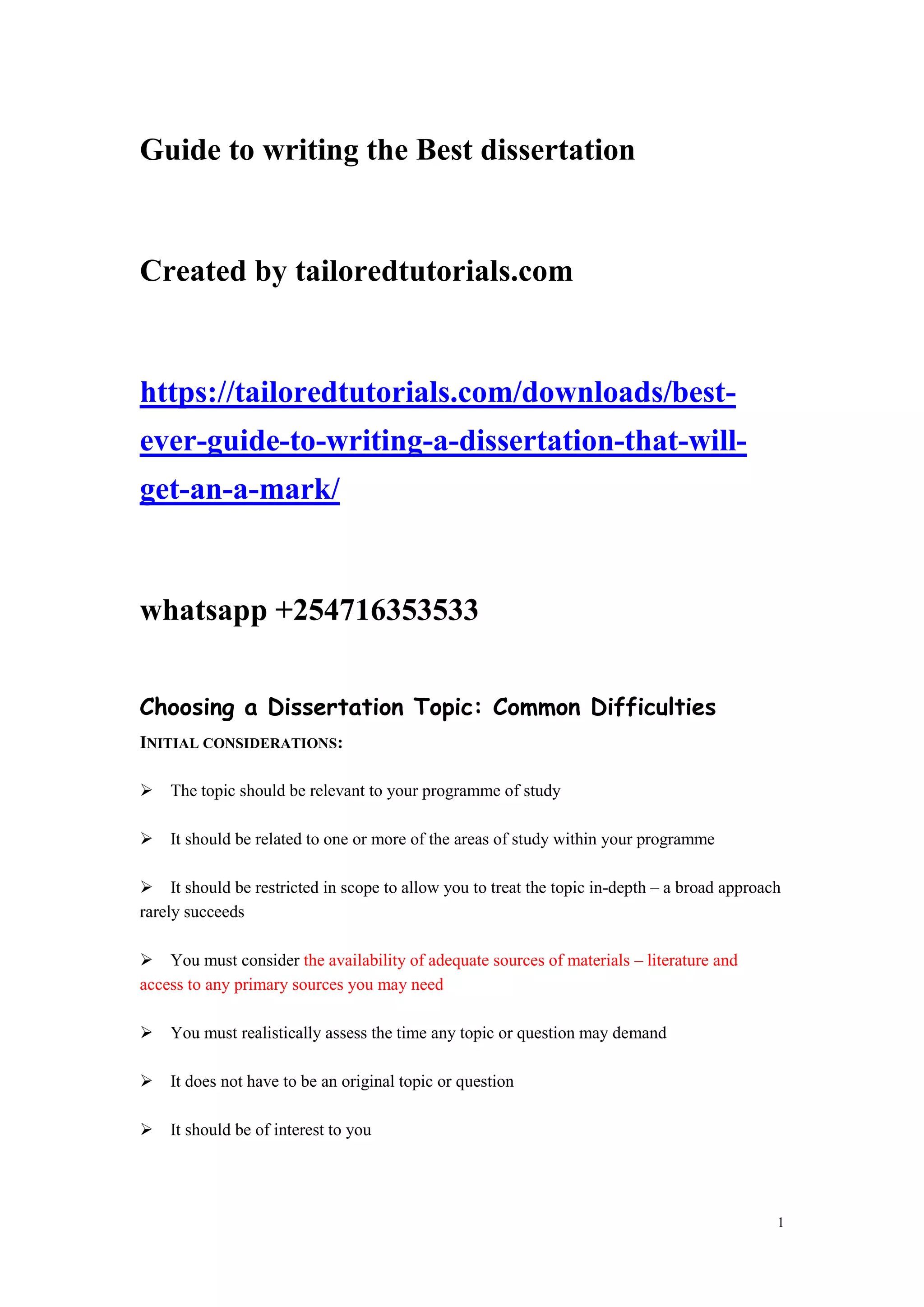 Best ever guide to writing a dissertation that will get an A+ mark.doc