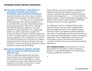 EXPERIENCE BRAND DRIVERS (CONTINUED)


#2 THE MOST IMPORTANT CATEGORIES OF                             Across all three, c...