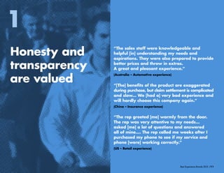 /11Best Experience Brands 2013
Honesty and
transparency
are valued
1
“[The] benefits of the product are exaggerated
during...