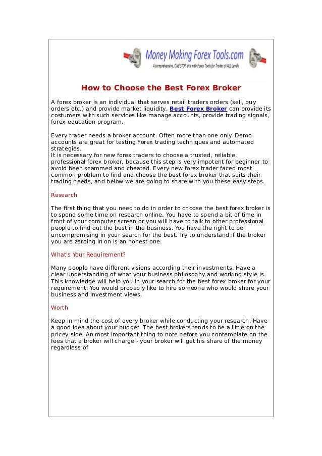 How To Choose The Best Forex Broker - 