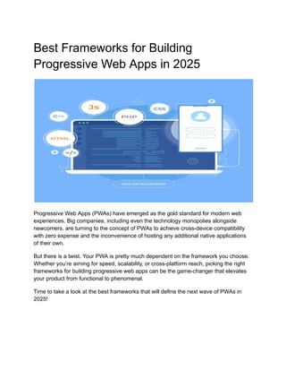 Best Frameworks for Building Progressive Web Apps in 2025 | PDF