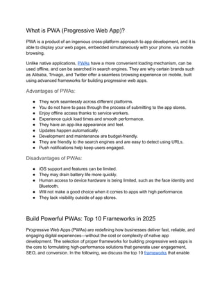 Best Frameworks for Building Progressive Web Apps in 2025 | PDF